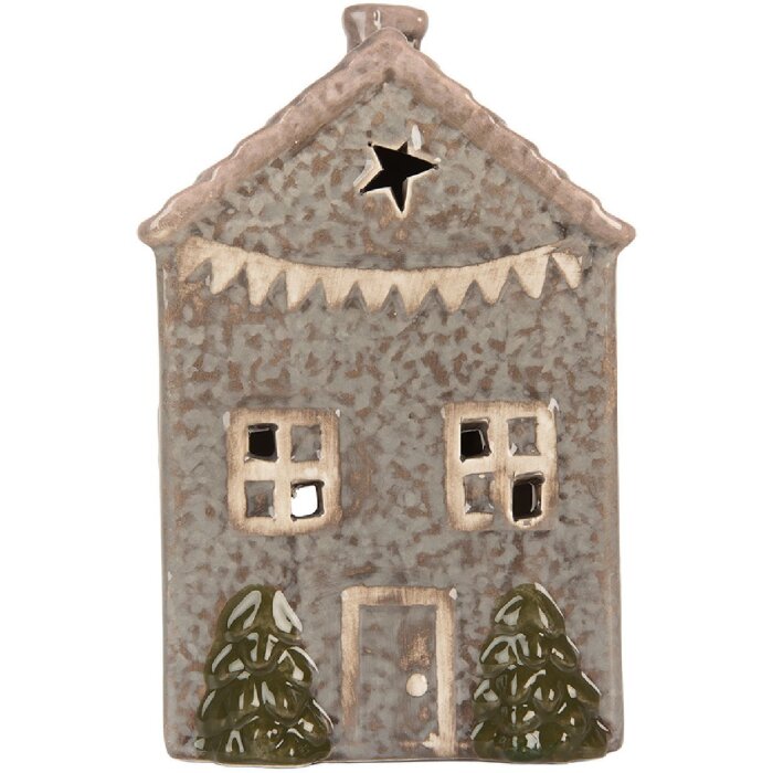 Clayre & Eef Bougeoir Maison Bleu Rose 10x8x15cm