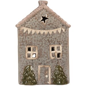 Clayre & Eef Bougeoir Maison Bleu Rose 10x8x15cm