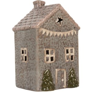 Clayre & Eef Bougeoir Maison Bleu Rose 10x8x15cm