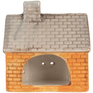 Clayre & Eef Bougeoir Maison 13x8x14 cm Orange Beige