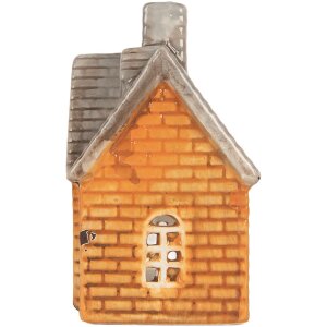 Clayre & Eef Bougeoir Maison 13x8x14 cm Orange Beige
