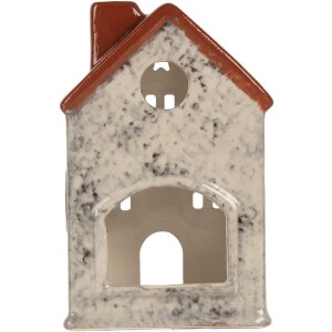 Clayre & Eef Bougeoir Maison 8x7x13 cm Gris Rouge