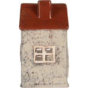 Clayre & Eef Bougeoir Maison 8x7x13 cm Gris Rouge
