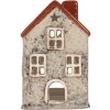 Clayre & Eef Bougeoir Maison 8x7x13 cm Gris Rouge