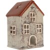 Clayre & Eef Bougeoir Maison 8x7x13 cm Gris Rouge