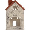 Clayre & Eef Bougeoir Maison 8x7x13 cm Gris Rouge