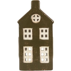 Clayre & Eef Bougeoir Maison Vert/Brun 8x6x16 cm
