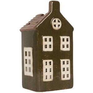 Clayre & Eef Bougeoir Maison Vert/Brun 8x6x16 cm