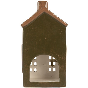Clayre & Eef Bougeoir Maison Vert/Brun 8x6x16 cm