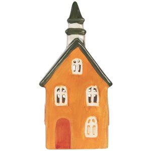 Clayre & Eef Bougeoir Maison Orange Vert 10x7x21 cm