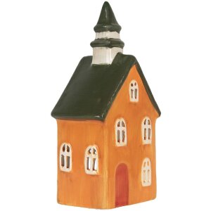 Clayre & Eef Bougeoir Maison Orange Vert 10x7x21 cm