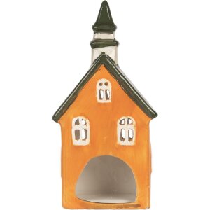 Clayre & Eef Bougeoir Maison Orange Vert 10x7x21 cm