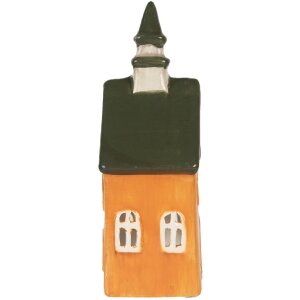Clayre & Eef Bougeoir Maison Orange Vert 10x7x21 cm