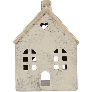 Clayre & Eef Bougeoir Maison Dolomite Gris/Beige 11x7x16 cm