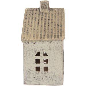 Clayre & Eef Bougeoir Maison Dolomite Gris/Beige 11x7x16 cm