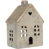 Clayre & Eef Bougeoir Maison Dolomite Gris/Beige 11x7x16 cm