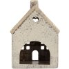 Clayre & Eef Bougeoir Maison Dolomite Gris/Beige 11x7x16 cm