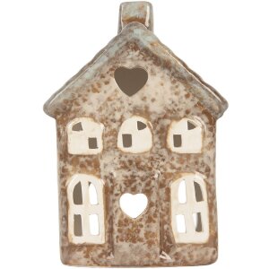 Clayre & Eef Bougeoir Maison 9x6x13 cm Beige Vert
