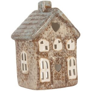 Clayre & Eef Bougeoir Maison 9x6x13 cm Beige Vert