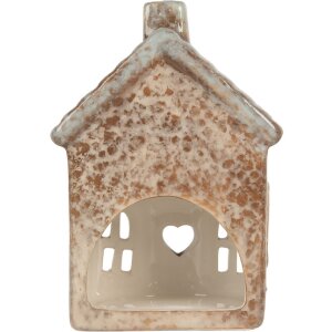 Clayre & Eef Bougeoir Maison 9x6x13 cm Beige Vert