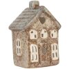 Clayre & Eef Bougeoir Maison 9x6x13 cm Beige Vert