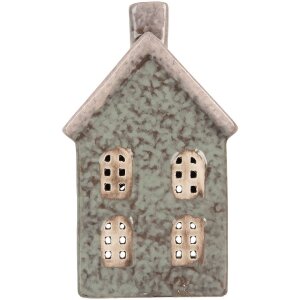 Clayre & Eef Bougeoir Maison Vert Rose 8x7x14 cm