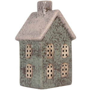 Clayre & Eef Bougeoir Maison Vert Rose 8x7x14 cm