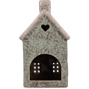 Clayre & Eef Bougeoir Maison Vert Rose 8x7x14 cm