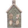 Clayre & Eef Bougeoir Maison Vert Rose 8x7x14 cm