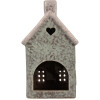 Clayre & Eef Bougeoir Maison Vert Rose 8x7x14 cm