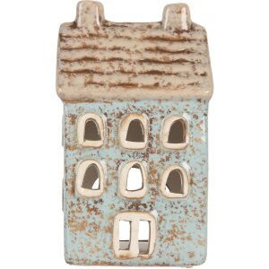 Clayre & Eef Bougeoir Maison 8x7x15 cm Bleu/Beige