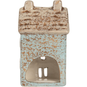 Clayre & Eef Bougeoir Maison 8x7x15 cm Bleu/Beige