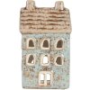 Clayre & Eef Bougeoir Maison 8x7x15 cm Bleu/Beige