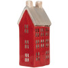 Clayre & Eef Bougeoir Maison Rouge & Gris 7x7x18cm
