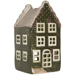 Clayre & Eef Bougeoir Maison 7x7x14 cm Gris-Vert