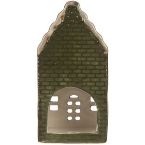 Clayre & Eef Bougeoir Maison 7x7x14 cm Gris-Vert