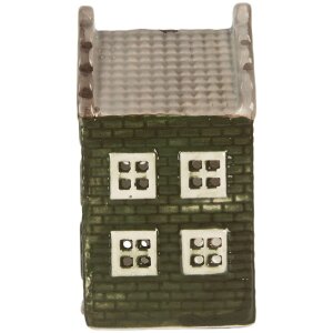 Clayre & Eef Bougeoir Maison 7x7x14 cm Gris-Vert