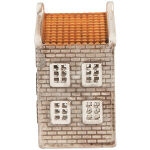 Clayre & Eef Bougeoir Maison 7x7x14 cm Gris-Orange