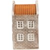 Clayre & Eef Bougeoir Maison 7x7x14 cm Gris-Orange