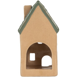 Clayre & Eef Bougeoir Maison 6x6x11 cm Beige/Vert