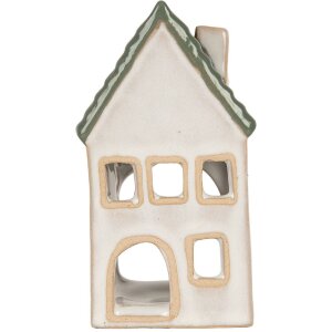 Clayre & Eef Bougeoir Maison 7x7x13 cm Gris-Vert