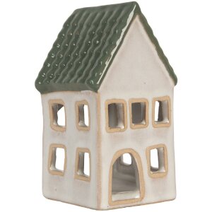 Clayre & Eef Bougeoir Maison 7x7x13 cm Gris-Vert