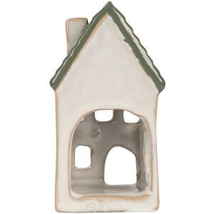 Clayre & Eef Bougeoir Maison 7x7x13 cm Gris-Vert