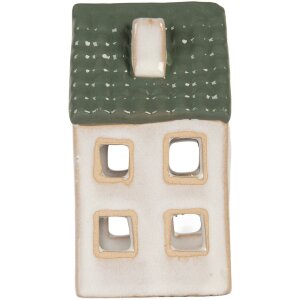 Clayre & Eef Bougeoir Maison 7x7x13 cm Gris-Vert