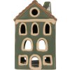 Clayre & Eef Bougeoir Maison Vert Brun 9x8x15 cm