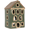Clayre & Eef Bougeoir Maison Vert Brun 9x8x15 cm