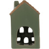Clayre & Eef Bougeoir Maison Vert Brun 9x8x15 cm