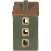 Clayre & Eef Bougeoir Maison Vert Brun 9x8x15 cm