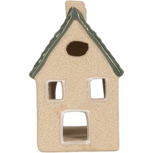 Clayre & Eef Bougeoir Maison 8x11x14 cm Beige-Vert