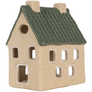 Clayre & Eef Bougeoir Maison 8x11x14 cm Beige-Vert
